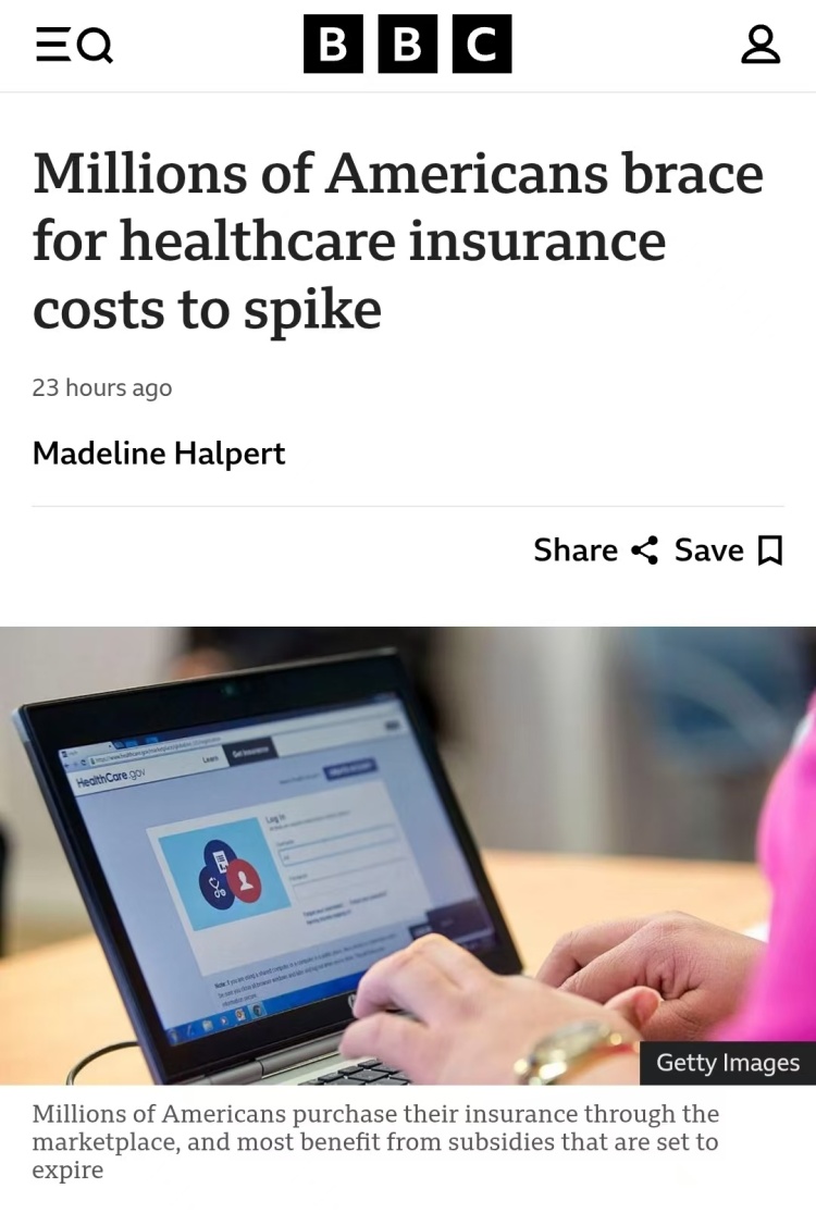 全球媒体聚焦 | 美国医保迎来价格飙升 数百万人将“看不起病”