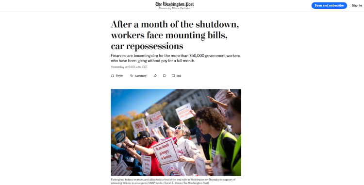 全球媒体聚焦︱美媒：政府关门超一个月 食品救济不确定性增加