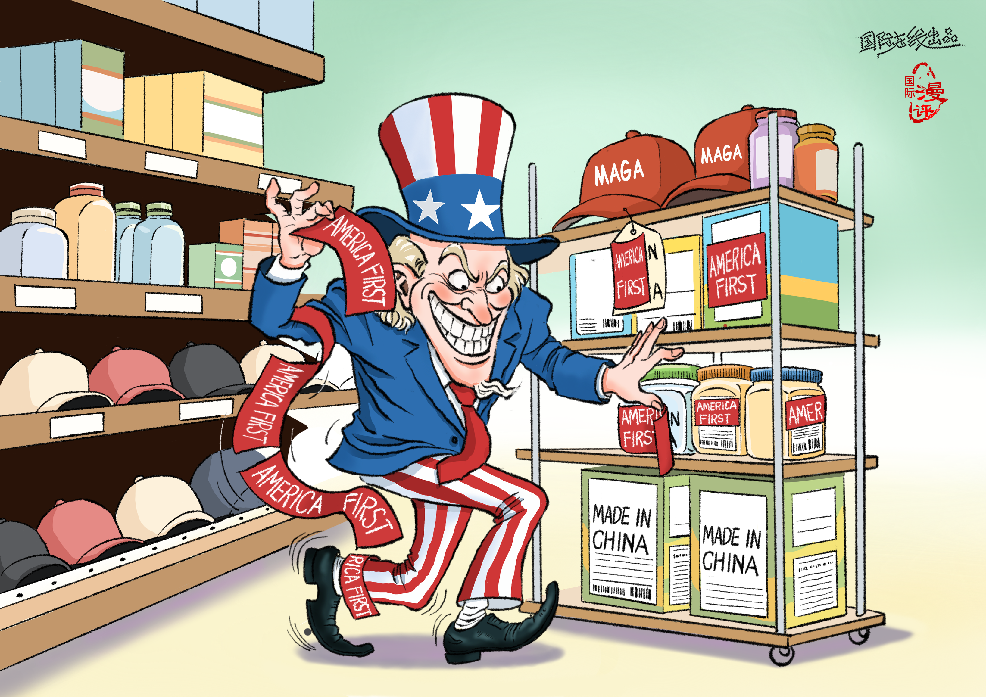 【Editorial Cartoon】Covering It Up Only to Reveal_fororder_欲“盖”弥彰
