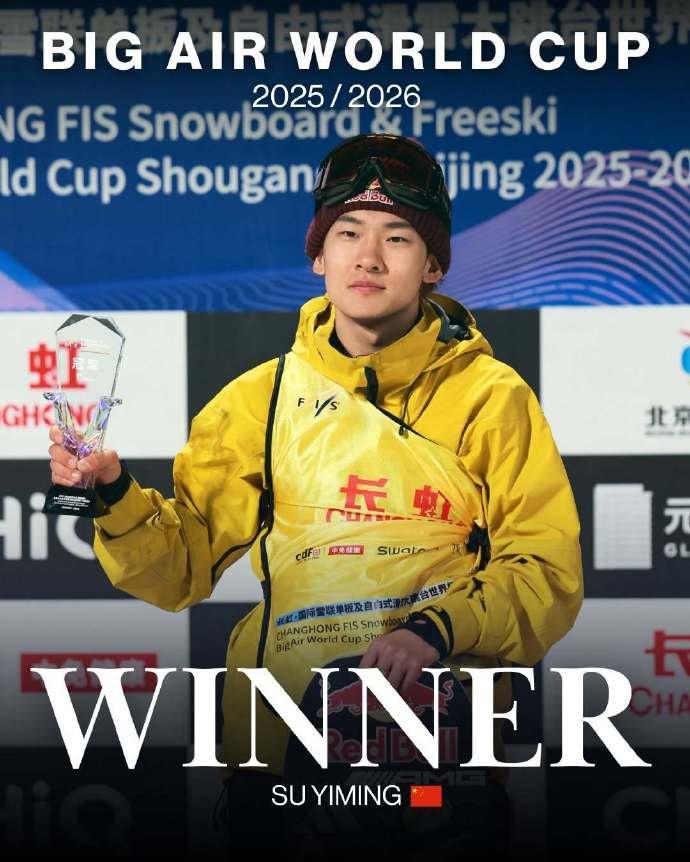 苏翊鸣获单板滑雪大跳台世界杯赛季总冠军