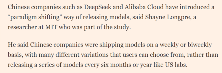 全球媒体聚焦 | 英媒：中国在全球“开源”人工智能模型市场超越美国