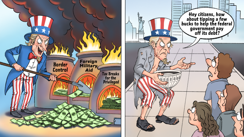 【Editorial Cartoon】"Begging" to Save a Nation