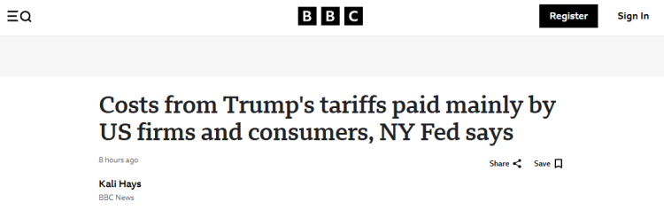 全球媒体聚焦｜英媒：美国加征关税 主要由美国企业和消费者承担