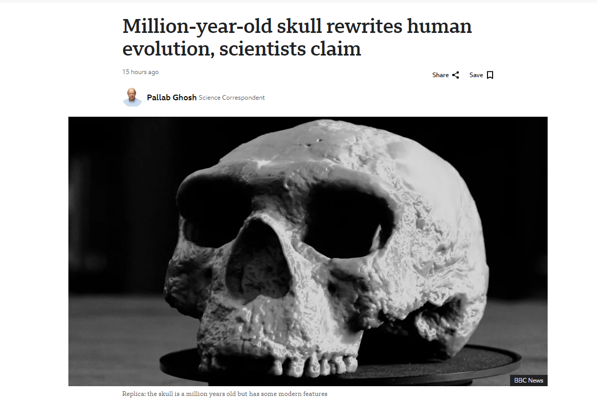 最新研究显示：百万年前头骨化石 刷新人类演化时间线