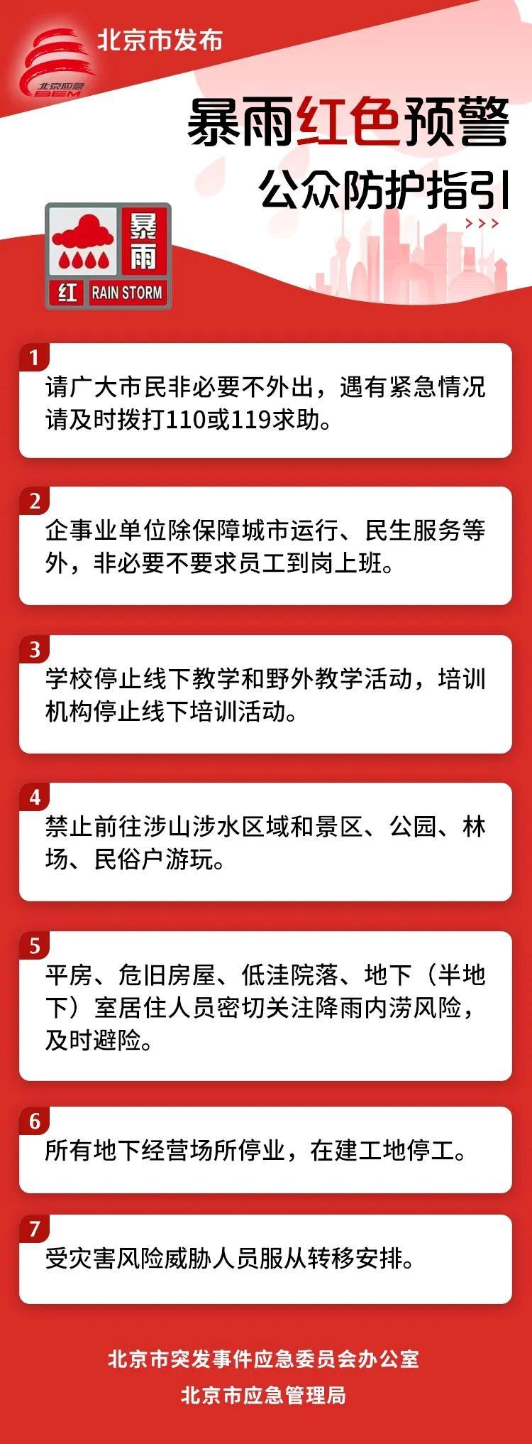 北京多区发布暴雨红色预警 今天午后至夜间局地或现大暴雨