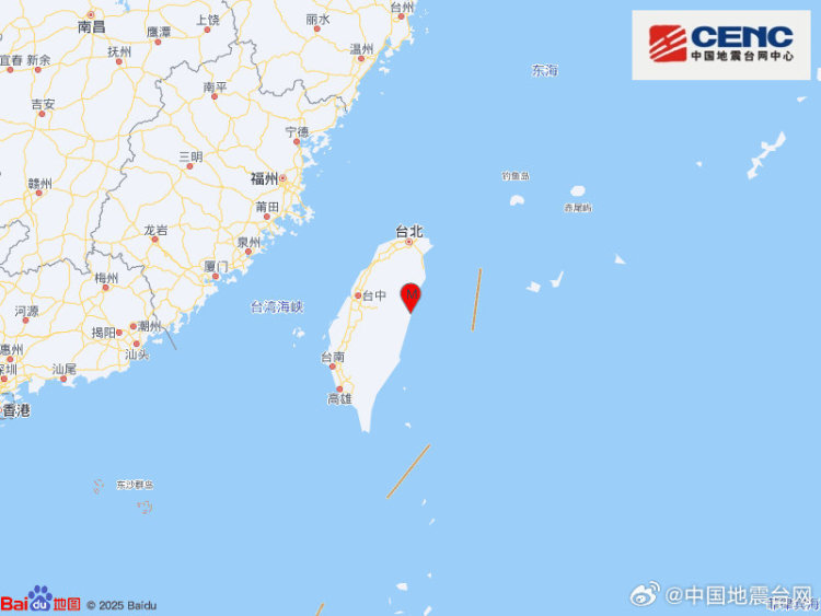 台湾花莲县发生4.5级地震 震源深度10千米