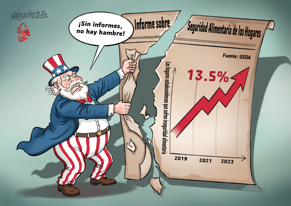 【Caricatura editorial】Truco de hacer desaparecer el hambre_fororder_解决”饥饿的新方案（西）