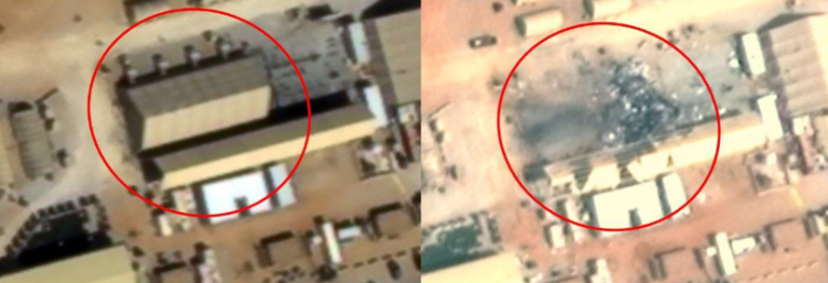 伊朗公布袭击前后美军基地对比图 美防御工事遭破坏