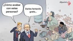 【Caricatura editorial】Acabar con los sin techo dando fentanilo gratis
