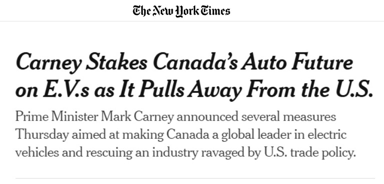 全球媒体聚焦 | 加拿大推出电动汽车新战略 对抗美国打压 深化对华合作