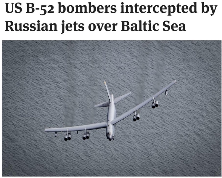 俄战机在波罗的海拦截两架美B-52轰炸机