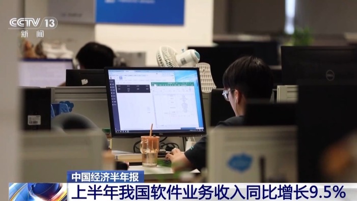 视频丨上半年我国软件业务收入同比增长9.5%