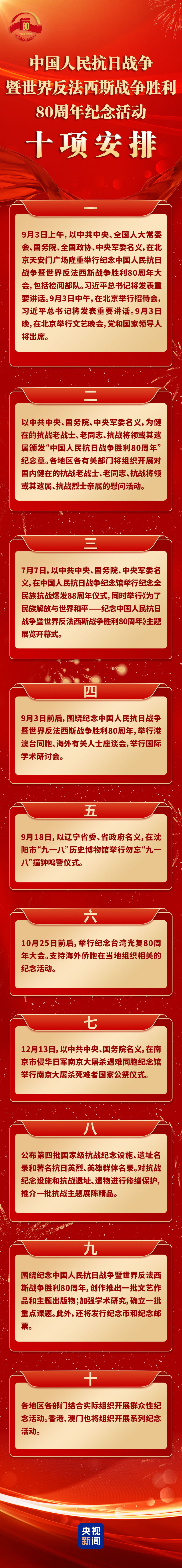 抗战胜利80周年纪念活动 十项安排汇总→