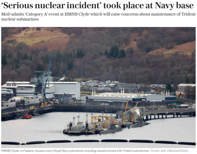 英国海军基地“严重核事故”引发担忧