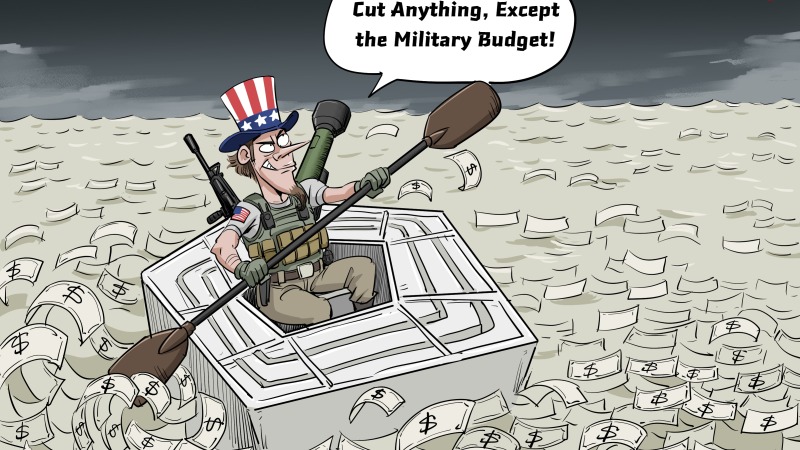 【Editorial cartoon】Cut Anything, Except the Military Budget