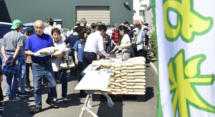 日本政府储备米线下开售 上千人排队抢购