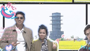 International Students Ride Sightseeing Train Through Kenli's Rice Field Art Gallery in Dongying