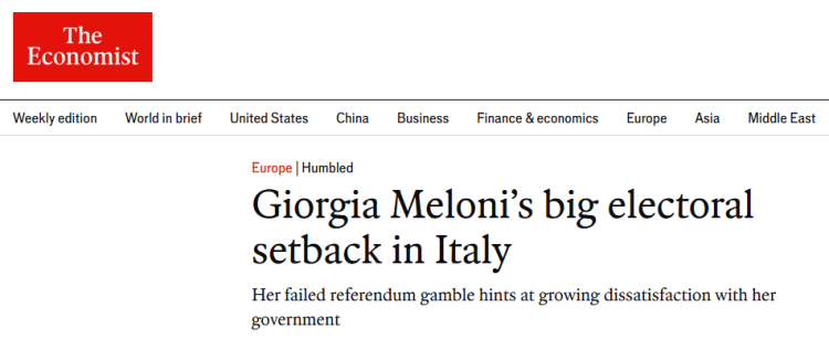闪评 | 意大利司法公投受挫 对梅洛尼政府影响几何？