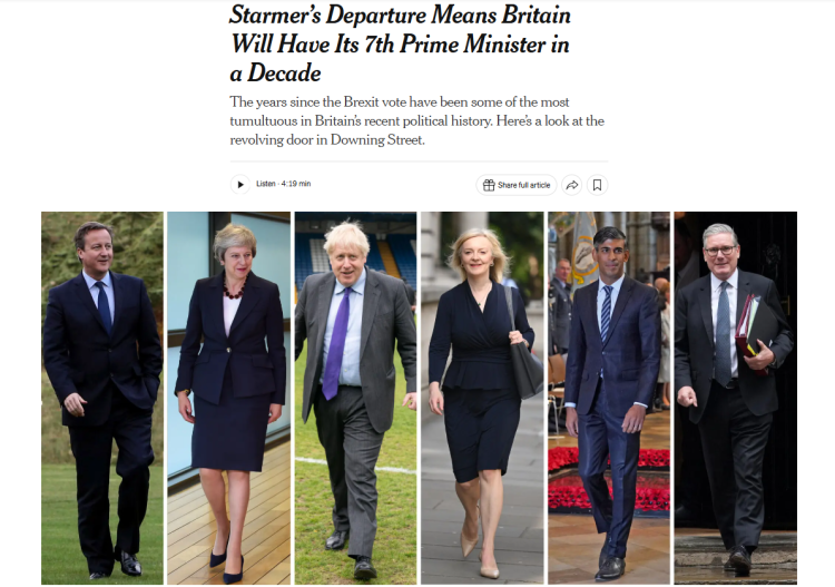 深观察 | 脱欧十年 英国为何总在换首相？_fororder_1