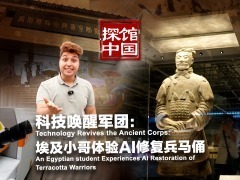 探馆中国｜科技唤醒军团：埃及小哥体验AI修复兵马俑_fororder_兵马俑+视频号(9)