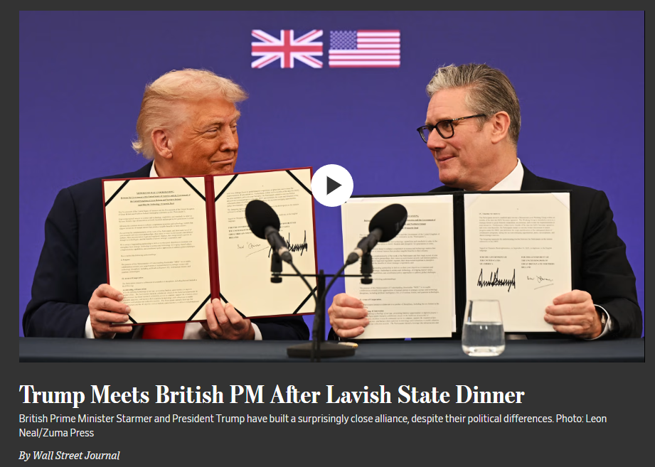 全球媒体聚焦｜美媒：英国盛大仪式换取美英签署科技合作协议