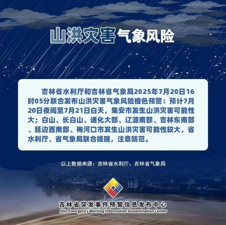 吉林省发布山洪灾害气象风险橙色预警