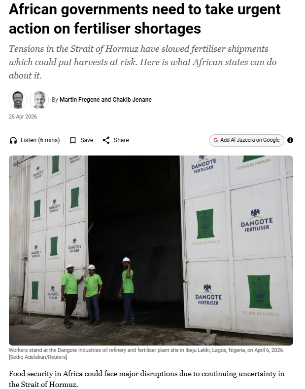 全球媒体聚焦 | 卡塔尔媒体：霍尔木兹海峡持续封锁让非洲陷入“断肥”危机_fororder_01