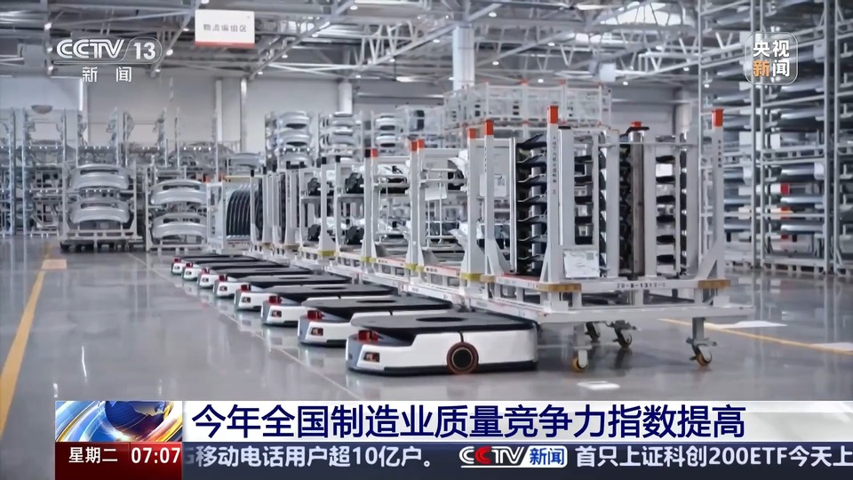 竞争力稳步提升 今年全国制造业质量竞争力指数提高至85.6