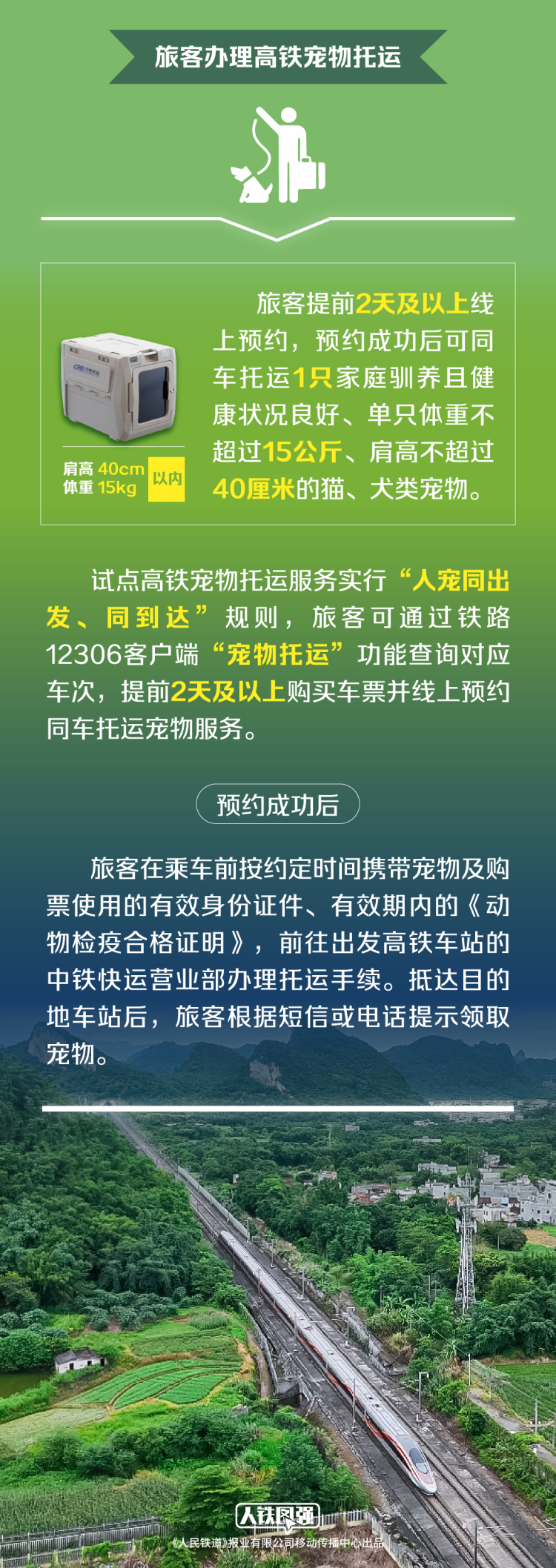 宠物猫狗可坐高铁了！铁路12306推出“宠物托运”功能